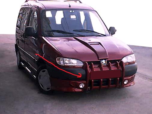 

Накладка на передний бампер Клыки (под покраску) для Peugeot Partner 1996-2008 гг