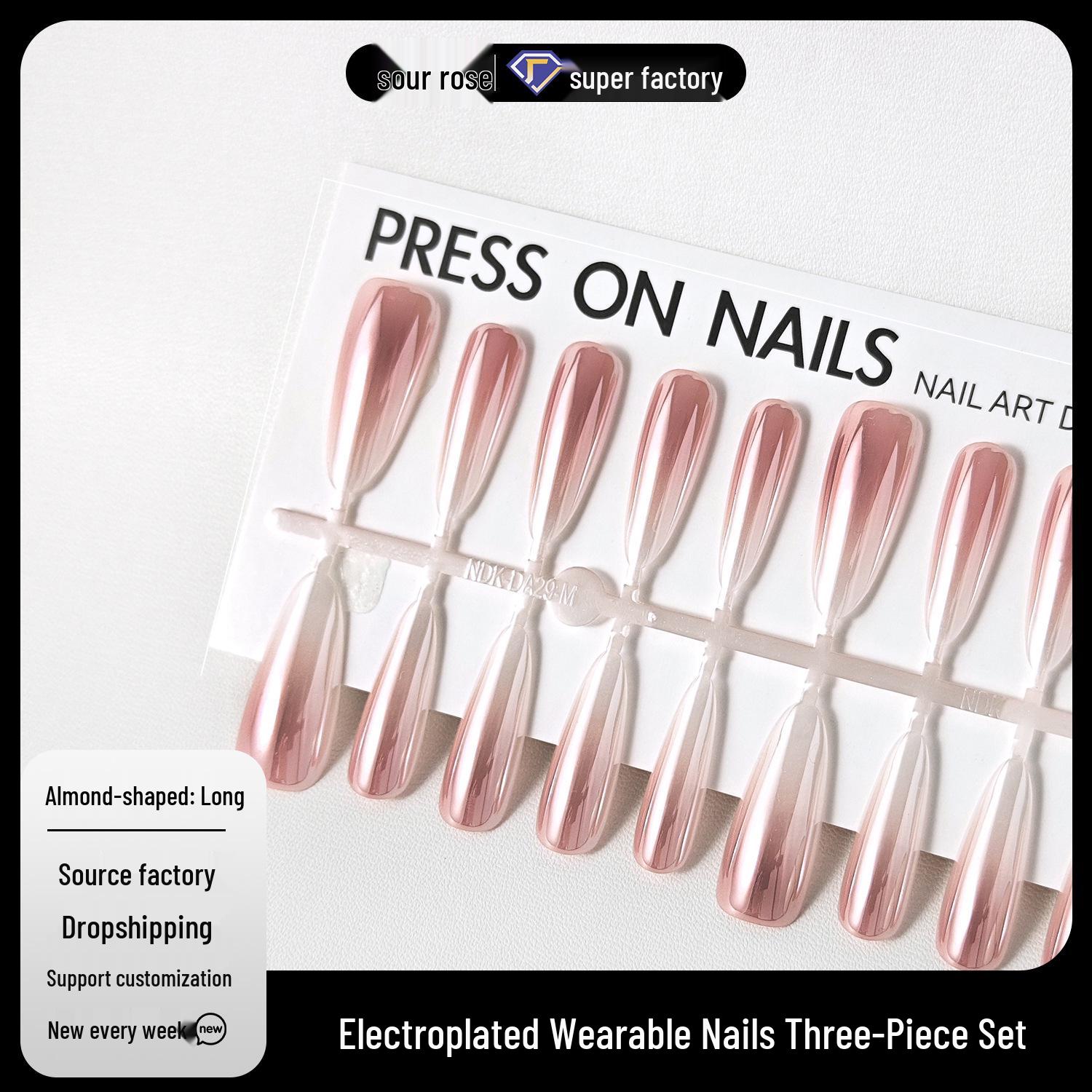 

Jiaolong Lychee Whitening Electroplated Wearable Nail Tips - New 2024 Pre-Made Manicure.