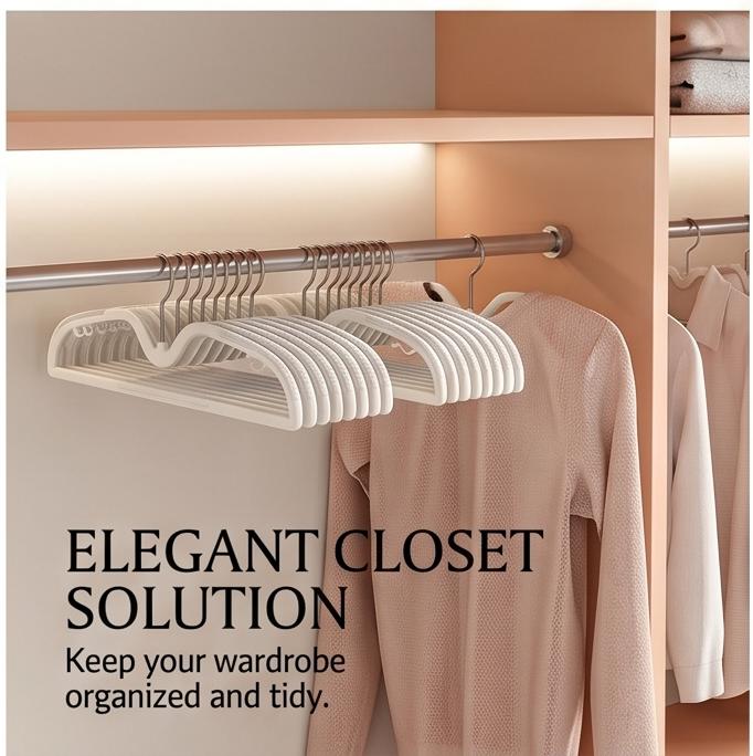 Rotatable Short-Neck Anti-Slip No-Trace Clothes Hangers, 10pcs Anti-Shoulder Mark for Home Closet & Laundry Storage Organizer