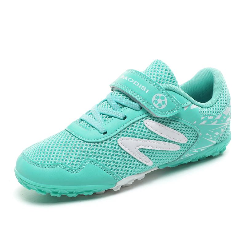 Summer Mesh Children's Soccer Shoes Lightweight Breathable Turf Football Shoes Boys Girls Outdoor Black Non-slip Kids Sneakers