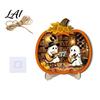 Cool Patterned Ornaments Halloween Door Sign Glowing Ghost Hanging Decor Wooden LED Window Reusable Party Supplies Ornament for Party Spooky