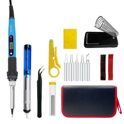 Soldering Iron Adjustable Temperature 80W LCD Solder Welding Tools Ceramic Heater Soldering Tip Desoldering Pump Family Pack