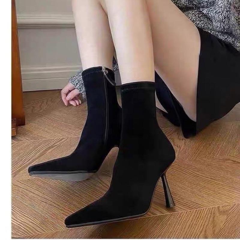Pointed Toe High Heel Boots Women's Summer 2025 New Suede Skinny Slim Heel Fashion Boots