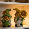 2Pcs Sunflower Gnome Ornament, Resin Garden Gnome, Yellow Hat Hugging Sunflower Gnome, Tabletop Window Sill Ornament