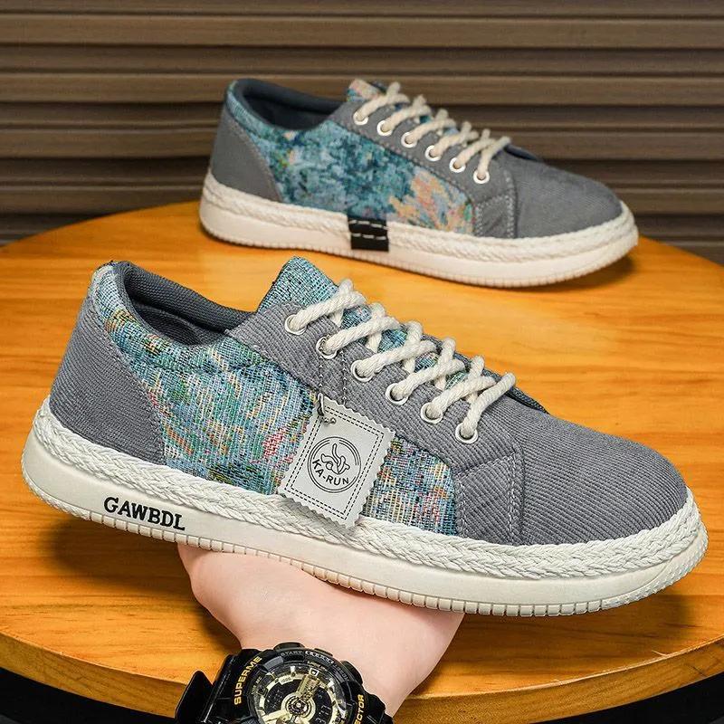 Spring  Autumn Canvas Shoes  Men's Run Sneaker Walking Leather Shoes Youth Casual Cricket Shoes Board Shoes Comfort Skateboard Shoes