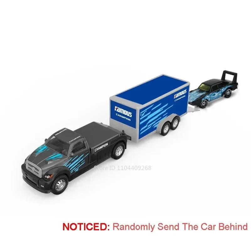 1:64 Scale Container Alloy Trailer Model Toy Car Diecast Metal Movable Joint Pull Back Engineering Vehicles Models Gifts for Boy