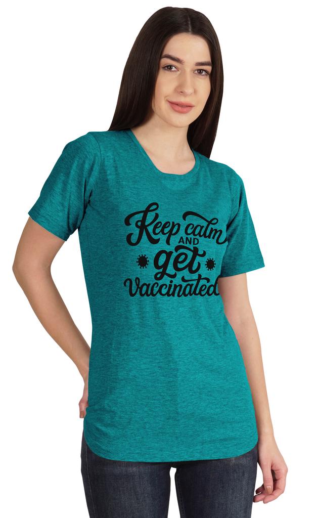 Inkmeso Keep Calm And Get Vaccinated Funny Pro Vaccine Crew Neck T-shirt For