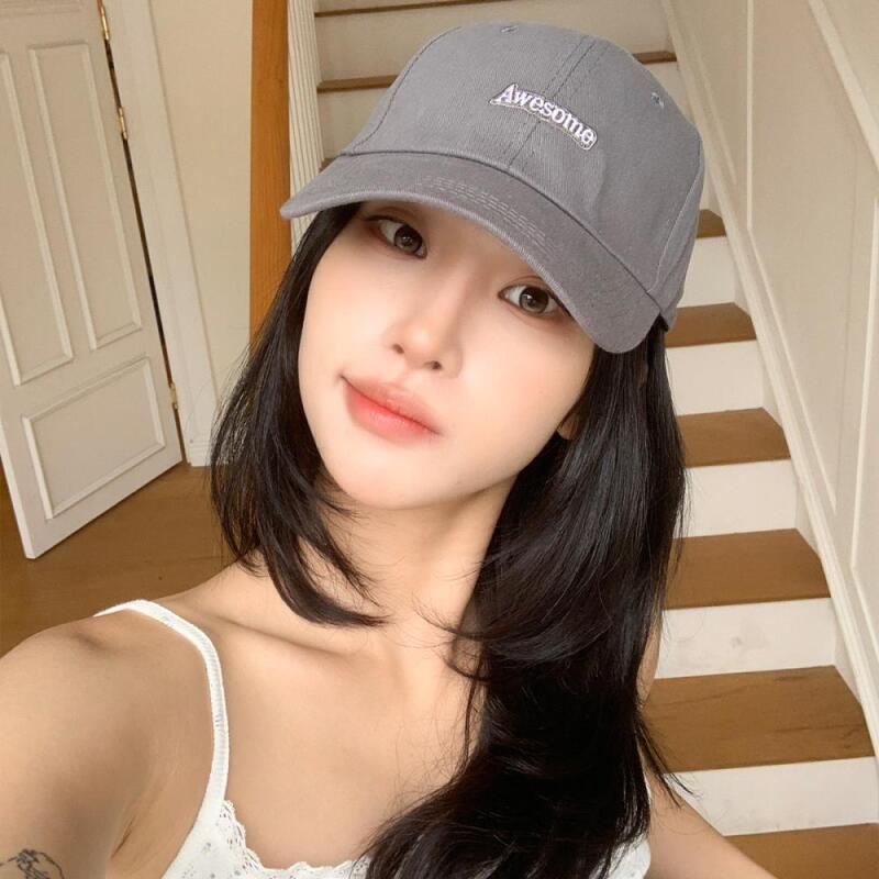 Women s Daily Embroidered Ball Cap Cotton Baseball Cap gray