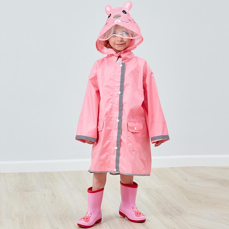 3D Children's Raincoat with Large Brim and Safety Reflective Strips for Boys, Girls, and Babies