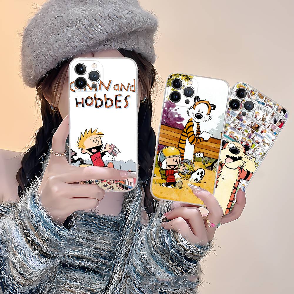 C-Calvin And H-Hobbes Transparent Soft Phone Case For IPhone 15 12 14 16 17 13 Plus 11 Pro Max 13 Pro
