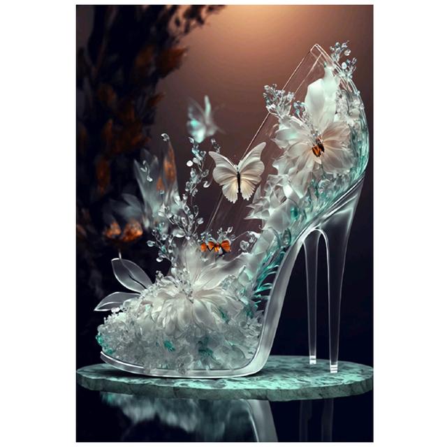 5D DIY Diamond Painting New Arrival White High Heel Butterfly Diamond Mosaic Embroidery Cross Stitch Kit Home Decoration