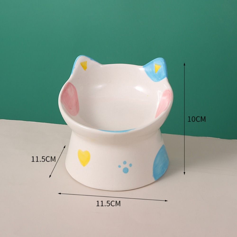 15° Tilted Elevated Cat Bowl Anti-Regurgitation Ergonomic Ceramic Cat Food Dish Easy Clean Anti Knock Raised Feeding Bowl Dog