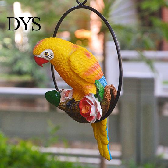 Garden Ornament Parrot with Ring Exquisite Colorfast Hanging Pendant Summer Bird Decoration