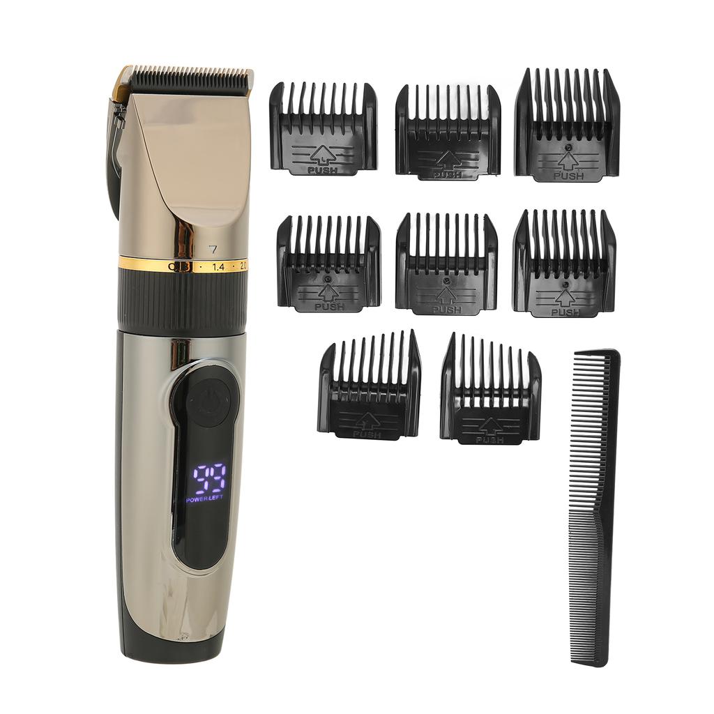 USB Hair Clipper LCD Waterproof 2200mAh Lithium Battery Hair Trimmer with 8pcs Guide Comb