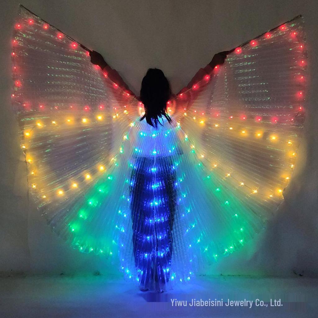 LED Leuchtendes Kinder Bauchtanzkostüm mit bunten leuchtenden Flügeln