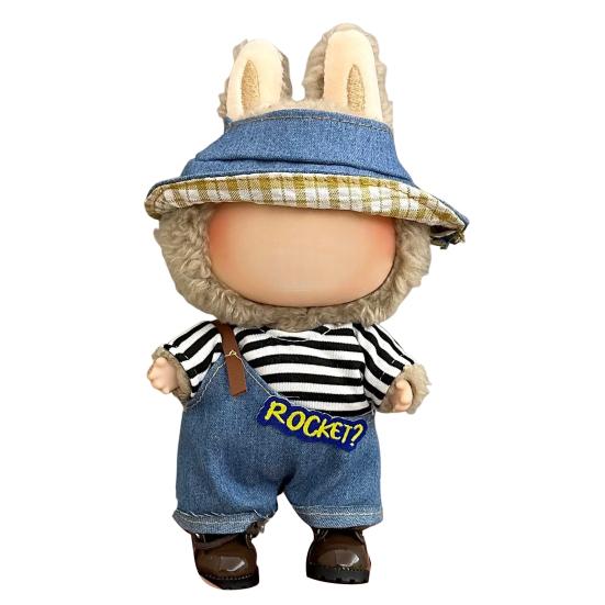 17cm Doll Clothes Set Hat Overalls Doll Outfit Playtime Doll Attire Easy Dressing Fashion Accessories