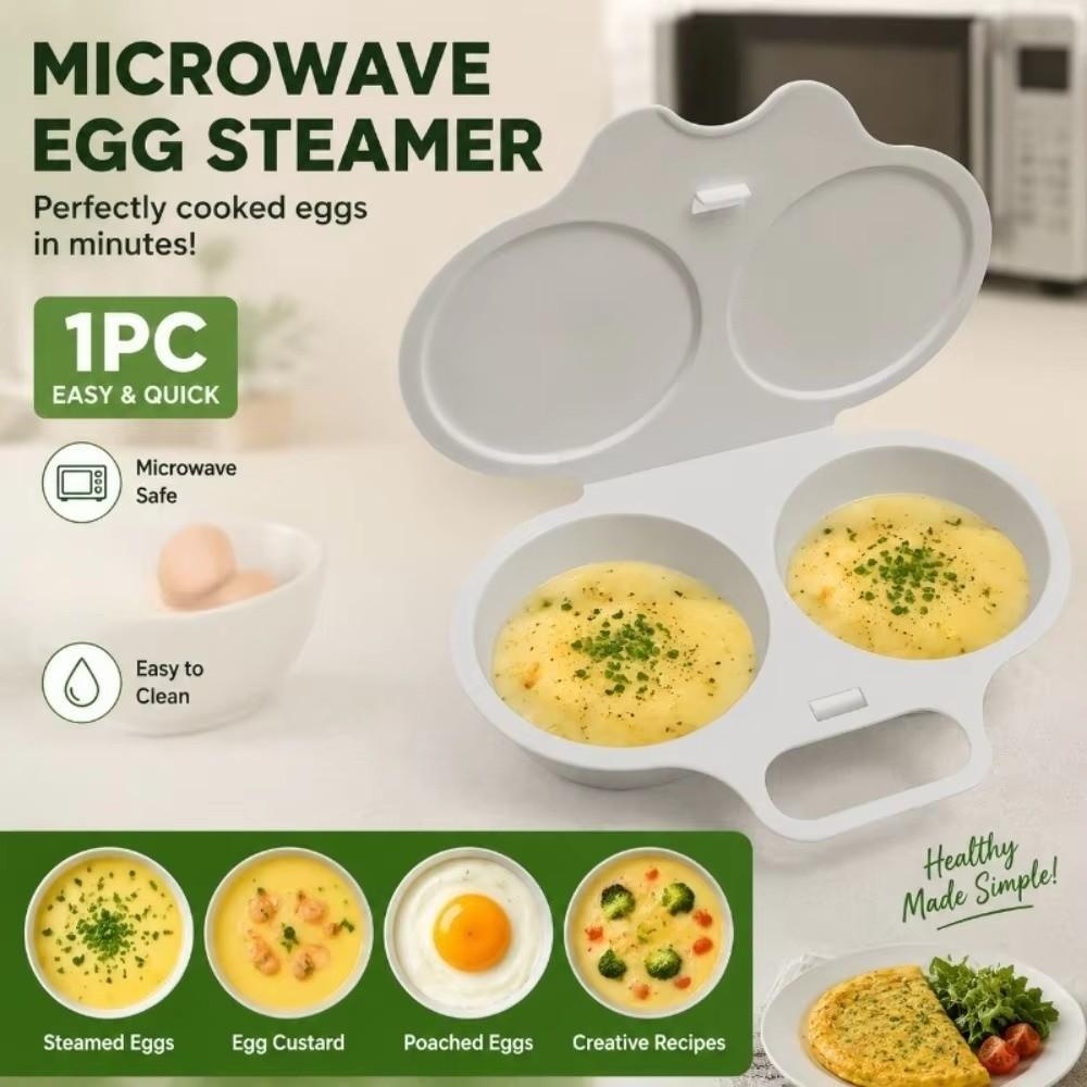 Double Cup Microwave Egg Cooker Non-Stick Steamed Egg Box Modern Egg Steamer  Kitchen Gadgets