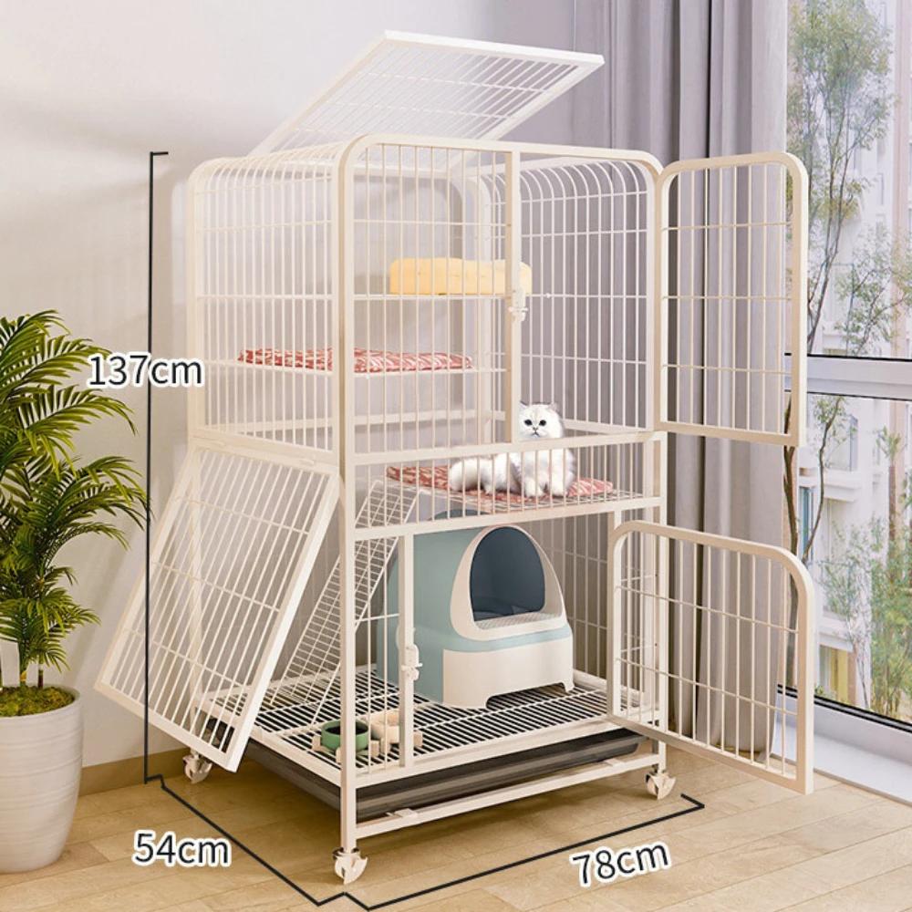 Iron Mesh Cat Cage Modern Indoor Duplex Luxury Creative Pet Villa Cat Cage Pet Supplies Stainless Steel Large Space Dog House