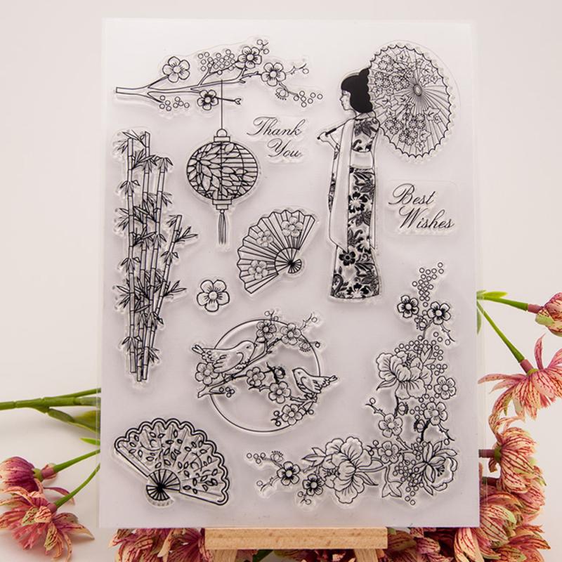 

Cherry Blossom Kimono Transparent Silicone Stamp for Seal DIY Scrapbooking Photo Album Decorative