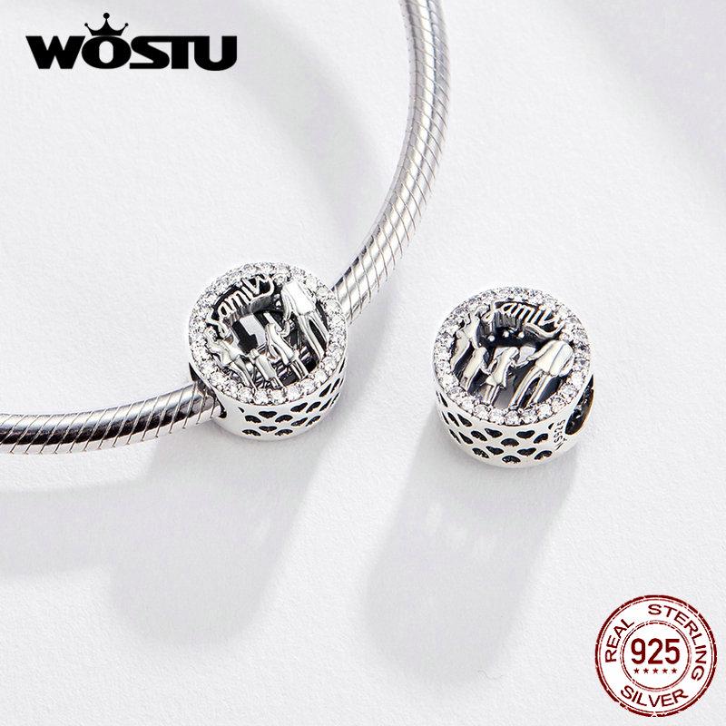 WOSTU Forever Family Charm 925 Sterling Silver Home House Enamel Beads Pendant Fit Original Bracelet DIY Jewelry For Women
