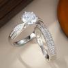 Classic Women Wedding Ring Inlaid CopperColor Cubic Zirconia Engagement Rings Set for Bride Jewelry  New Anniversary Gifts