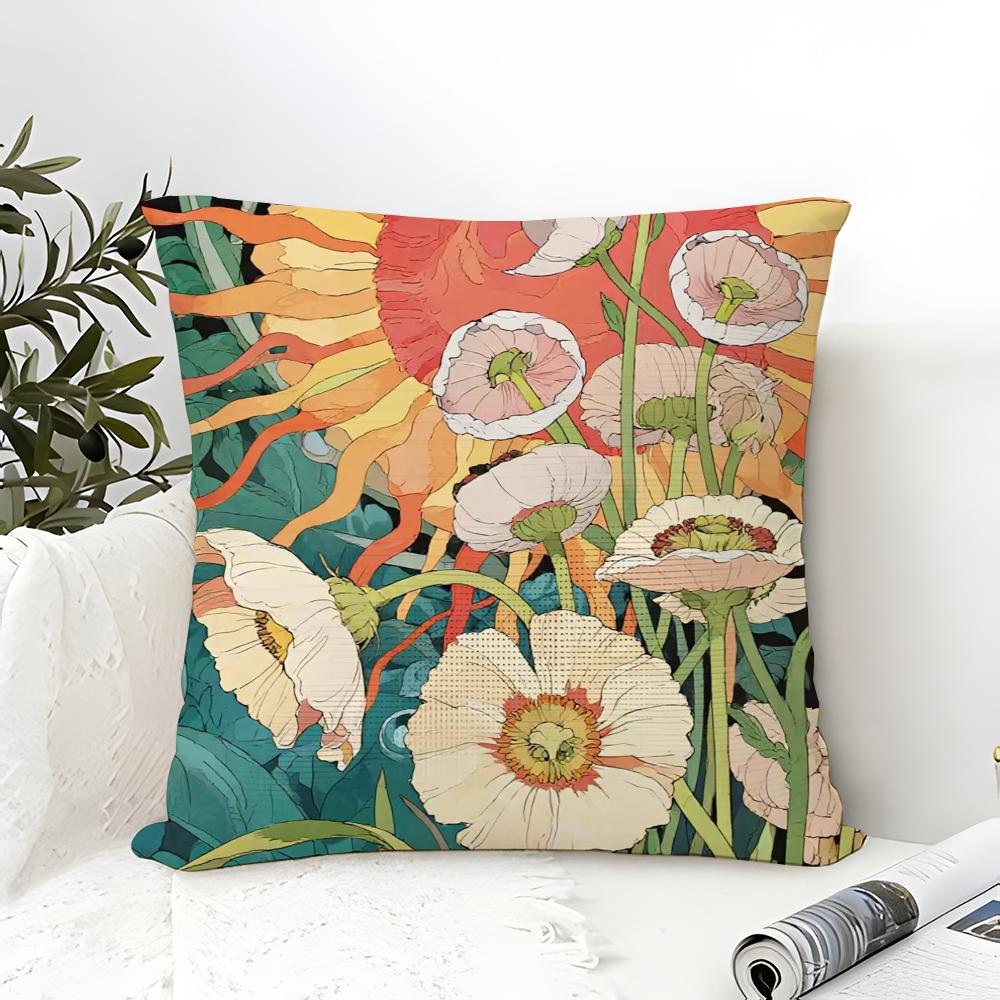 Classic Home Decor Floral Painting Pillow Case Linen Pillow Case Sofa Home Decor Cushion Cover Cushion Cove