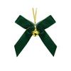 10Pcs Velvety Ribbon Bowknot Ornament with Bell Christmas Tree Hanging Decoration For Wreath Festival Celebration