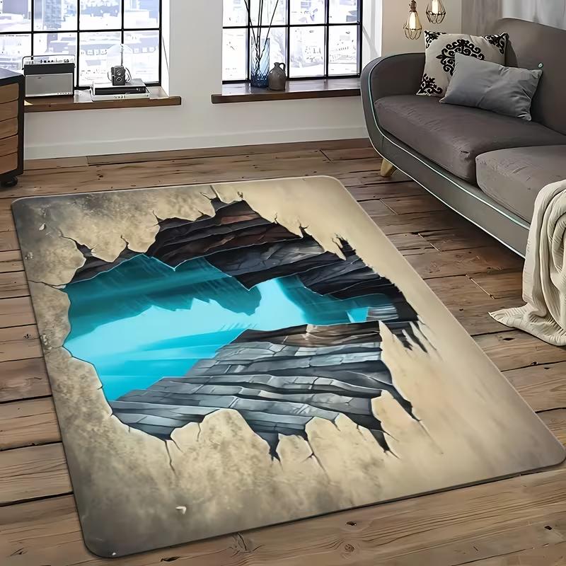 

3D Giant Carpet Crack Deep Hole Illusion Optical Illusion Living Room Decoration Gift Carpet Suitable for Gifts for Mother s Day 40X60cm