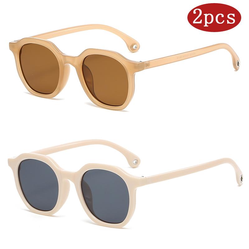 2pcs Classics Polygonal Sunglasses Women Trendy Brand DesignerSmall Framed Sun Shade Outdoor Glasses Female Popular Eyeglasses