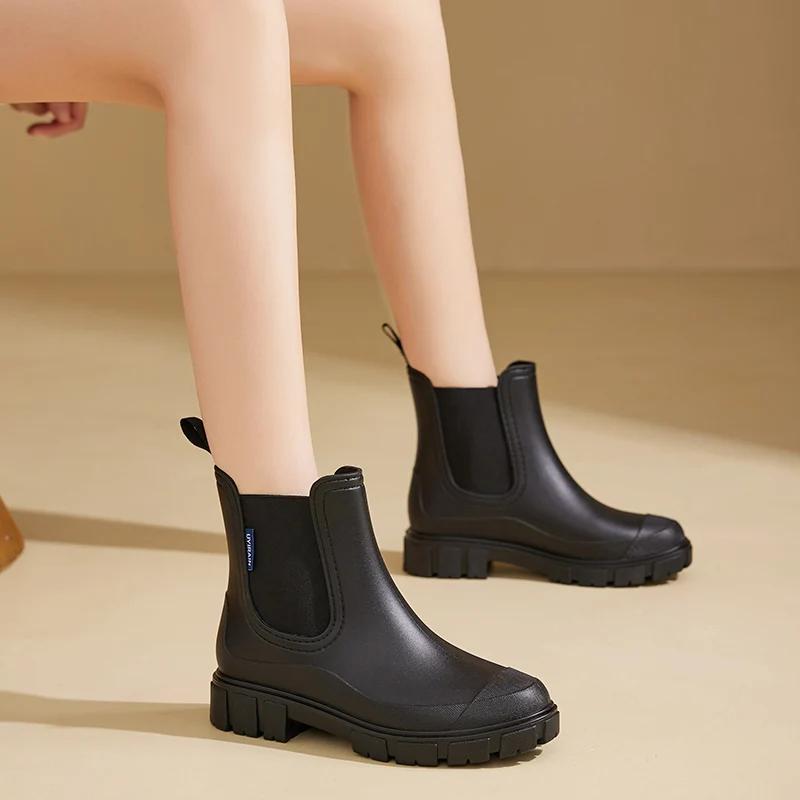 Fashion Women's Outdoor Waterproof Short-cylinder Rain Shoes Stylish Style for Outdoor Wear  Water Shoes Rain Boots Galoshes  Waterpr