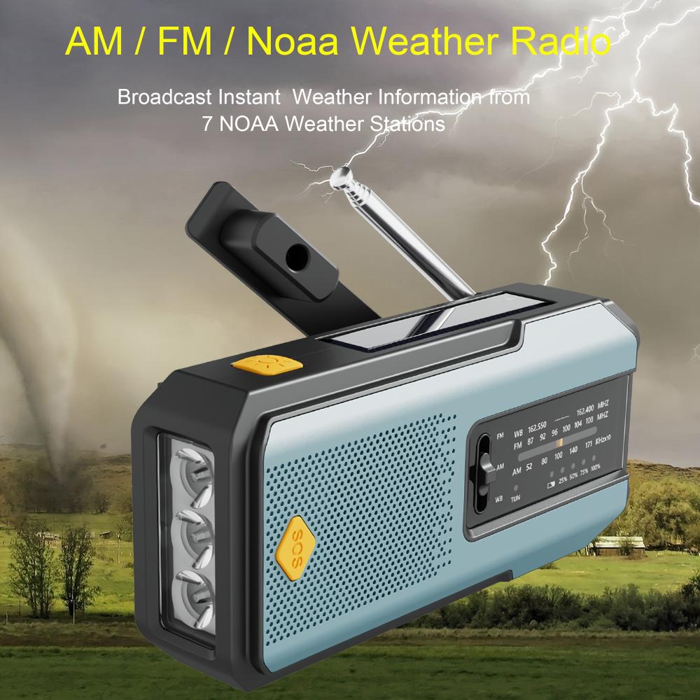 Hand Radio Portable AM/FM Radio, Weather Broadcast Emergency Hand Light Strip, Type-C Mobile Phone Charger and SOS Alarm Function