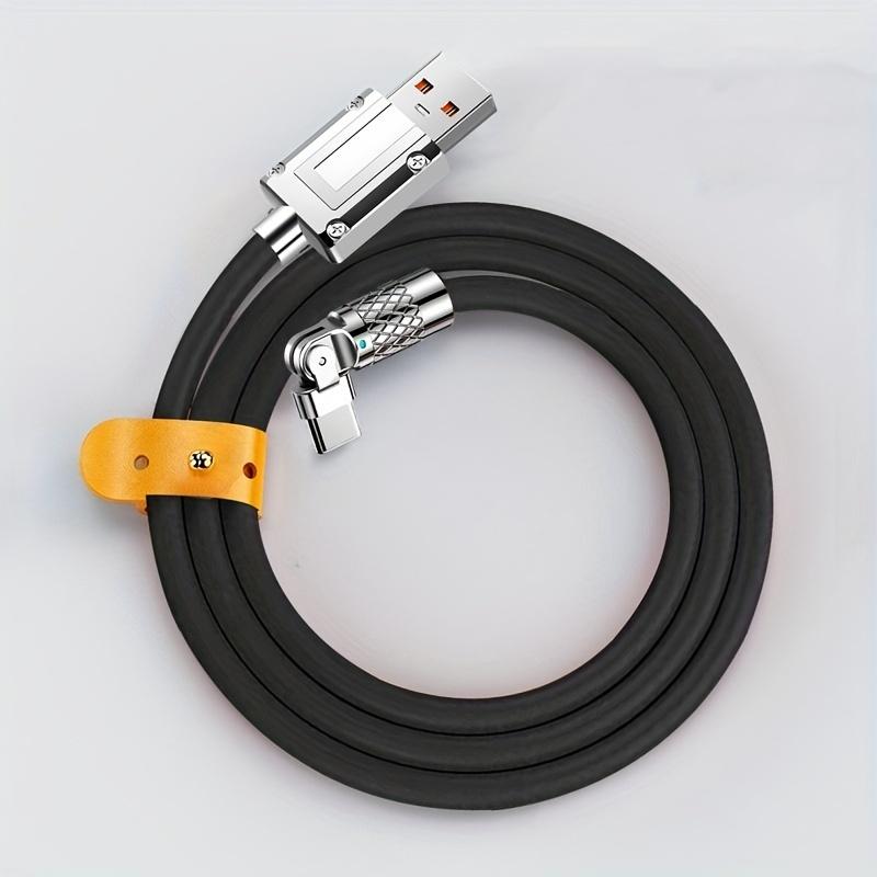 Datenkabel aus Zinklegierung mit 180°-Drehung, 6A Schnelllade-Silikon-USB-Datenkabel