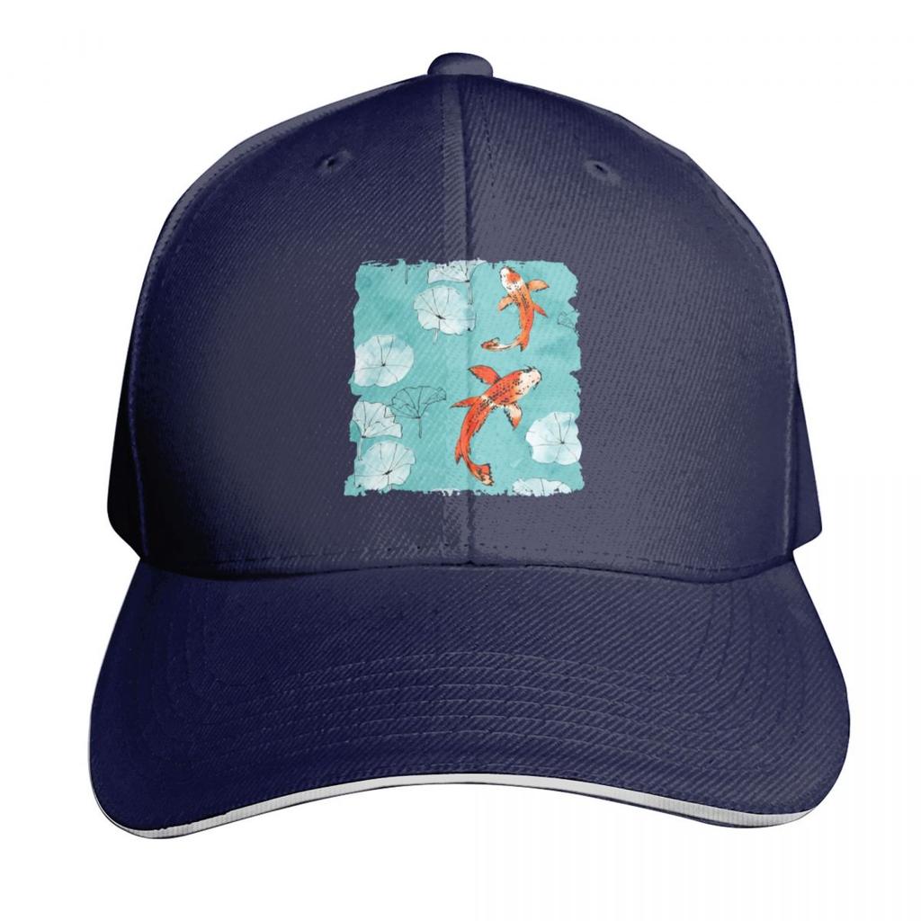 Waterlily Koi In Turquoise Baseball Cap Unisex Hat Sunhat Designer Hat Ball Cap Trucker Hats For Unisex Womens