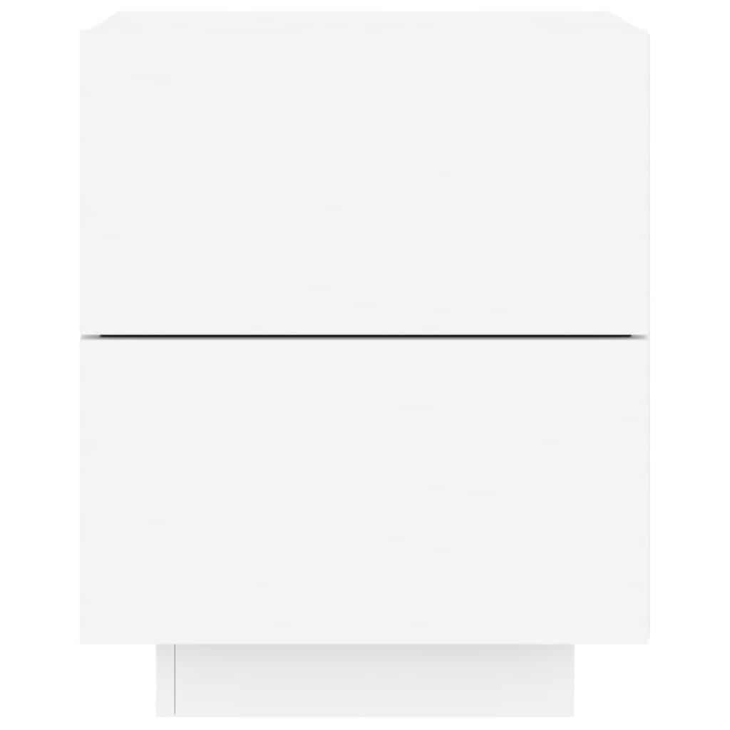 LED Nightstand, White, Wood-Based Material