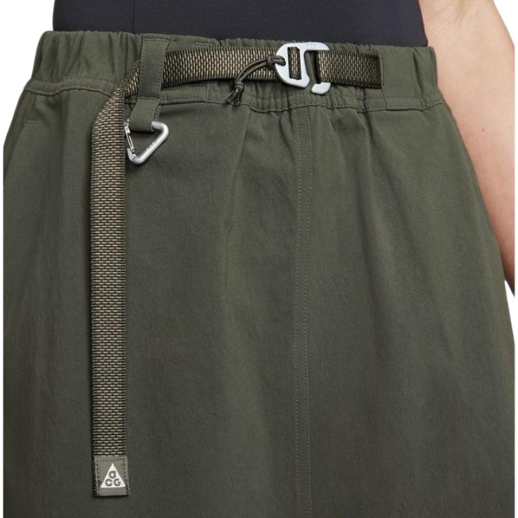 Nike Solid Mid-Waist Fitted Short Casual Skirt Women Bottoms Army-Green DN5487-325