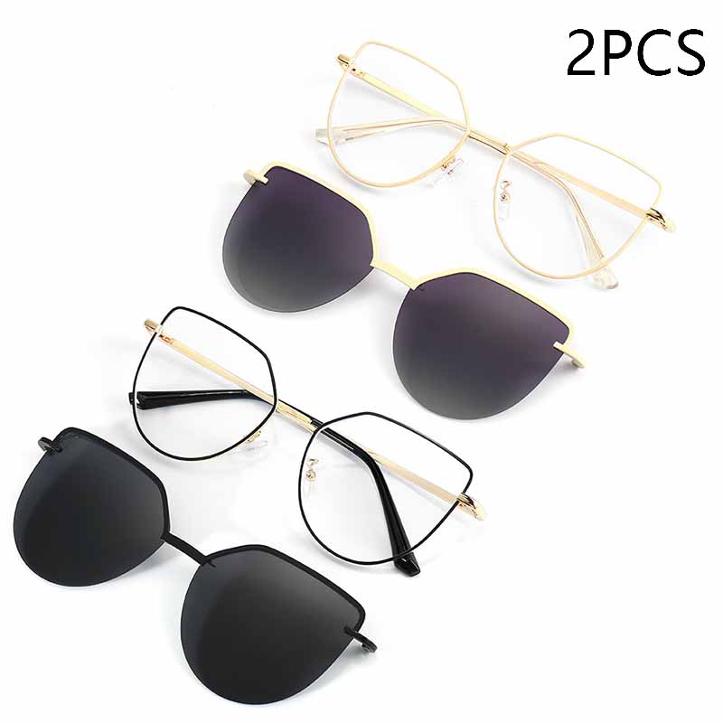 Cat-Eye Klapp-Sonnenbrille Damen Blaulichtfilter Brillenrahmen Polarisiert Magnetischer Clip Damenmode Computerbrille 7002