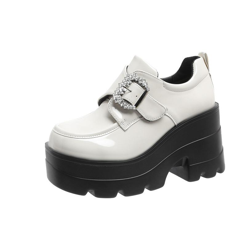 Fashion 10CM Spring Autumn Platform High Heels Shiny Crystal Mary Jane Shoes Simple Platform Shoes Student College Sweet Women's Shoes