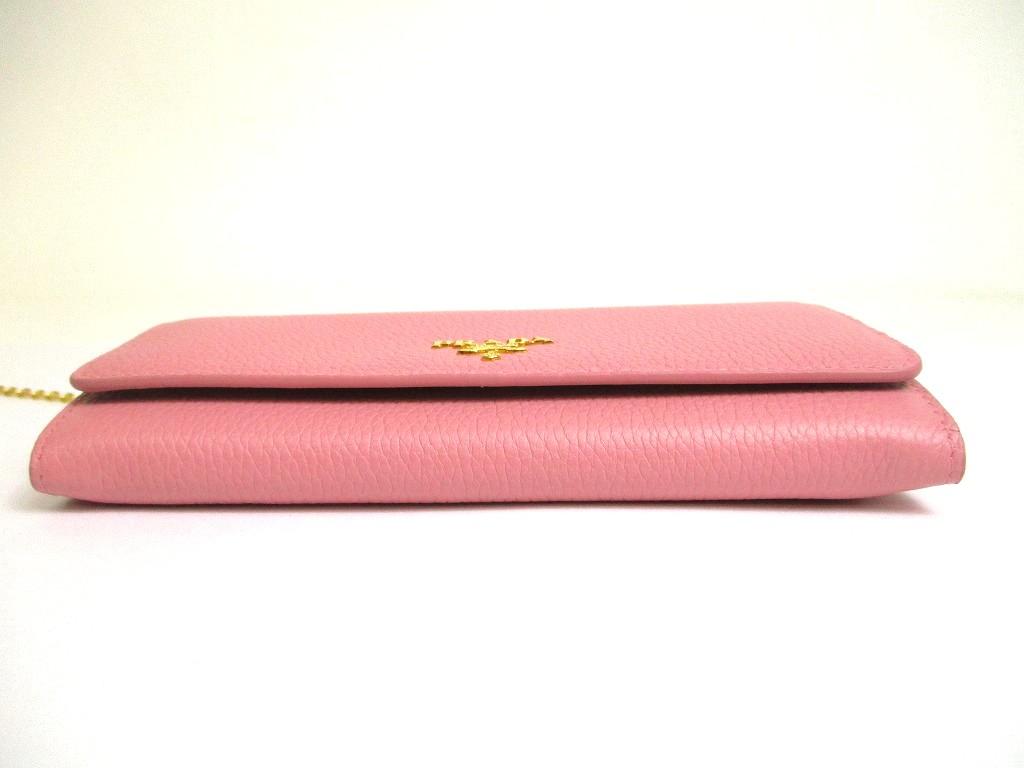 Authentic PRADA Pink and Gray Deer Leather Bifold Long Flap Wallet #a636  Refurbished