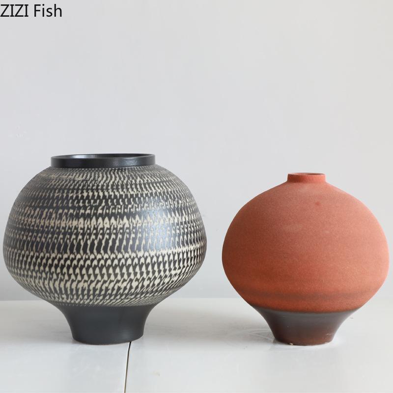 Minimalistische Runde Keramikvase Kreativer Blumentopf Tischdekoration Blumenarrangement Moderne Blumenvase Raum Ästhetische Dekoration