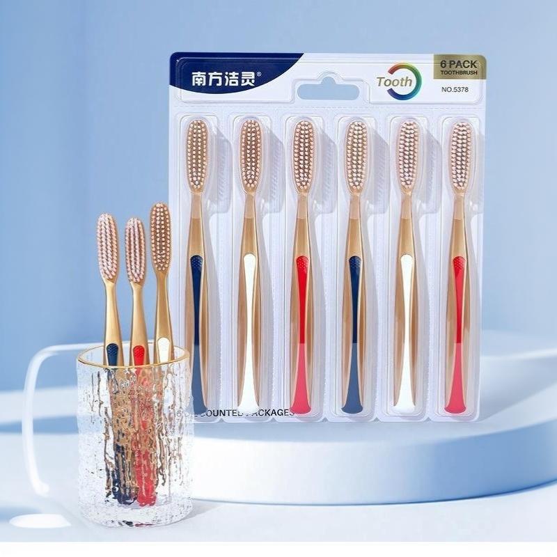 6 Pack Soft Bristle Toothbrushes Extra Long Curved Head Gentle Deep Cleaning For Daily Oral Care Whole Family Use