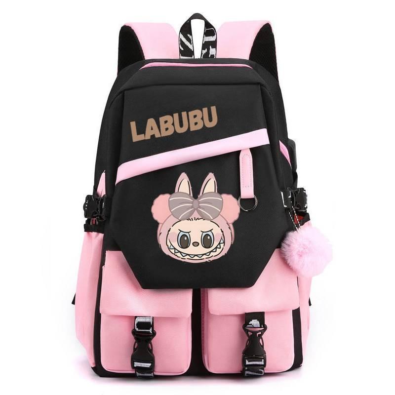 

Capacity Backpack Large With Print Designs And Usb Charging For Use Daily Pink4