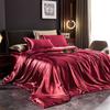 Blended Natural Mulberry Silk Bedding Set with Duvet Cover Bed Sheet Pillowcase High End Satin Single Double Queen King Bedsheet