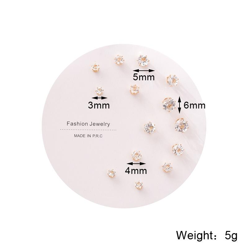 One week stud earrings set, simple and small combination earrings, women's Korean version, new trendy temperament, small earrings, simple and advanced