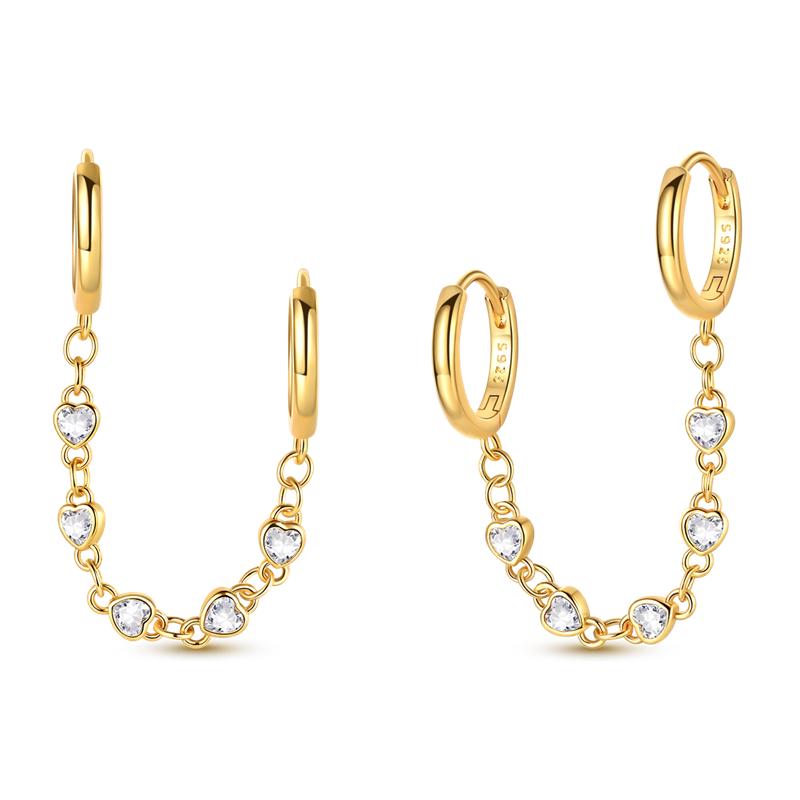 925 Silver Golden Earring Women CZ Zircon Hoop Ear Studs Sparkling Pave Moon Star Earring Wedding Anniversary Gift