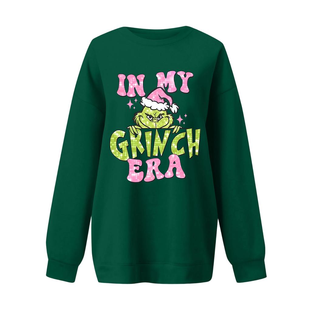 Women's Casual Fashion Long Sleeve Christmas Printed Round Neck Sweatshirt Top