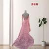New sexy irregular lace trailing long gloved wedding evening dress dress