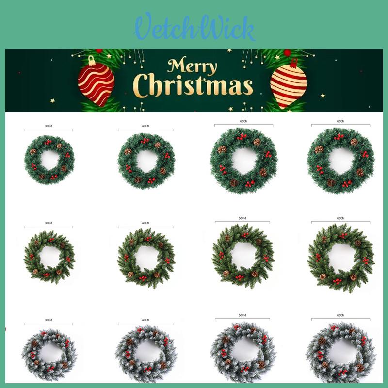 Festive 11.8-23.6in Snowy Red Ribbon Berries Pine Cone Christmas Wreath Xmas Gift