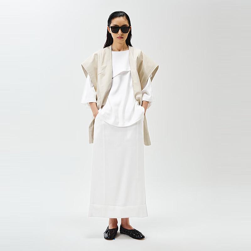 LESS 2025 Spring Off-Shoulder Long Loose Shirt