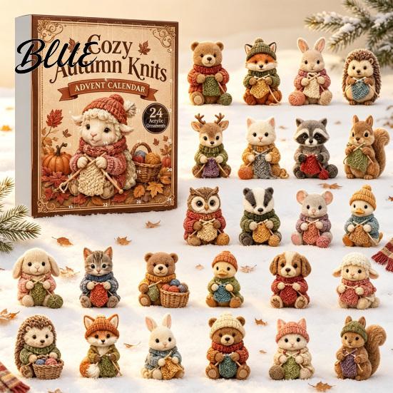 Miniature Animal Collection Knitting Advent Calendar 24 Acrylic Ornaments Cozy Autumn Knits Daily Surprise Calendar Cute Ornaments for Christmas