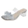 2025 new summer fairy wind flower one-word slippers female summer wear fashionable versatile niche thick heel cool slippers